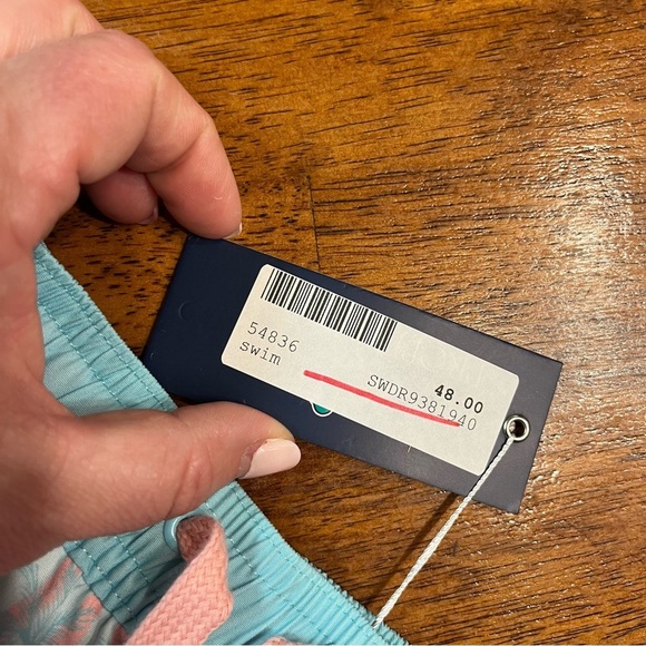 NWT Properly Tied Shordees Retro blue pink striped palm tree size 6 5 in inseam - Picture 2 of 4